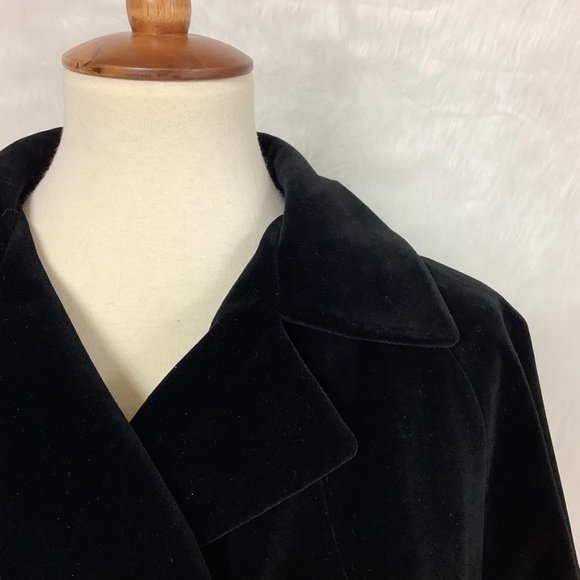 Vintage 1960s, 70s Surrey Classics Of Canada Black Velvet Double Breasted Coat L - Picture 2 of 9
